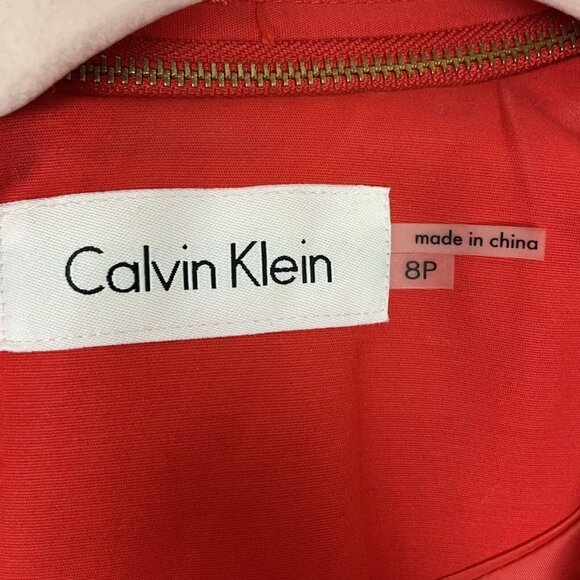 Calvin Klein Woman’s Red Blazer Zip Collar Single Button Size 8 Petite - Picture 3 of 6
